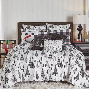 NEW Levtex Home & Bright Northern Star Quilt Set 3-Piece Black / White King